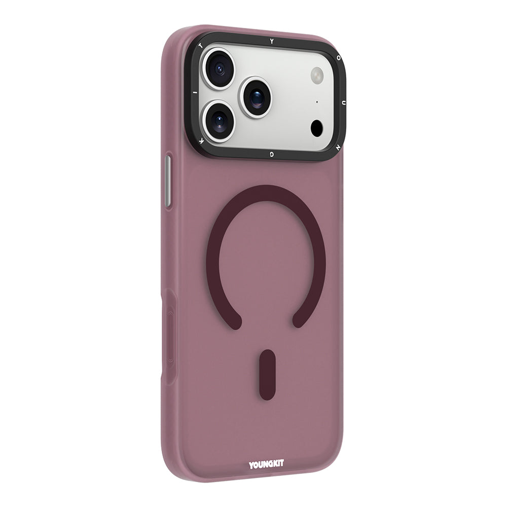 Apple iPhone 18 Pro Max Kılıf M-safe Şarj Özellikli Youngkit Hidden Sand Serisi Kapak Mürdüm