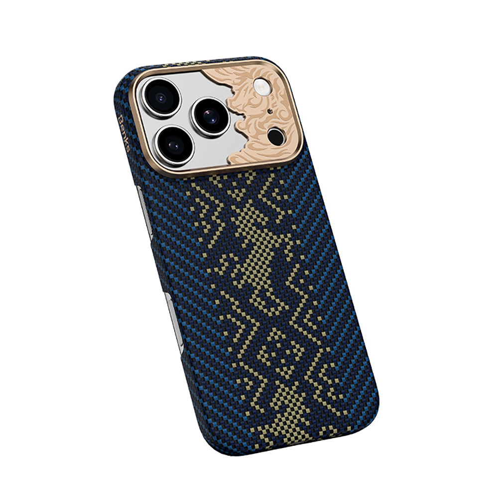Apple iPhone 18 Pro Max Kılıf M-safe Şarj Özellikli Yükseltilmiş Kamera Çerçeveli Benks ArmorAir Knight Serisi C1 Kevlar Kapak Lacivert