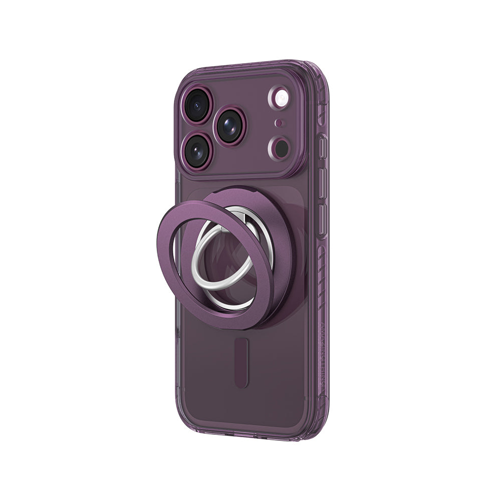 Apple iPhone 18 Pro Max Kılıf M-safe Şarj Özellikli Yüzük Standlı Amazingthing Titan Pro Grip Ring Serisi Kapak Mor