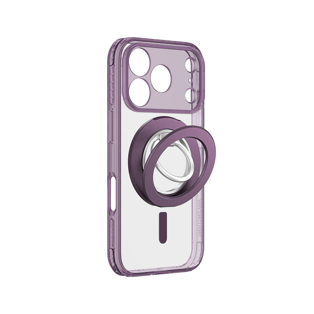 Apple iPhone 18 Pro Max Kılıf M-safe Şarj Özellikli Yüzük Standlı Amazingthing Titan Pro Grip Ring Serisi Kapak Mor