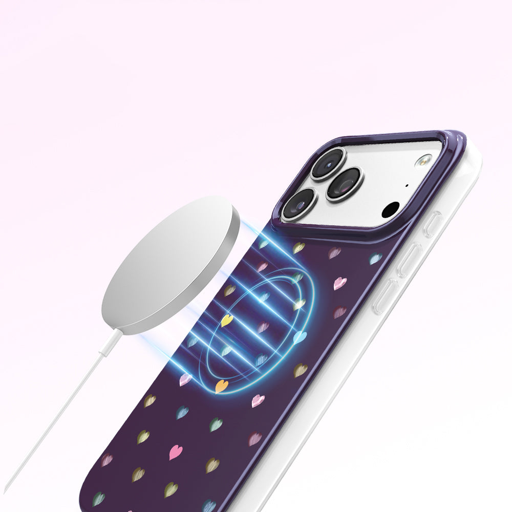 Apple iPhone 18 Pro Max Kılıf M-Safe Şarj Özellikli Zore Paris Axen Sert PC Kapak Mürdüm