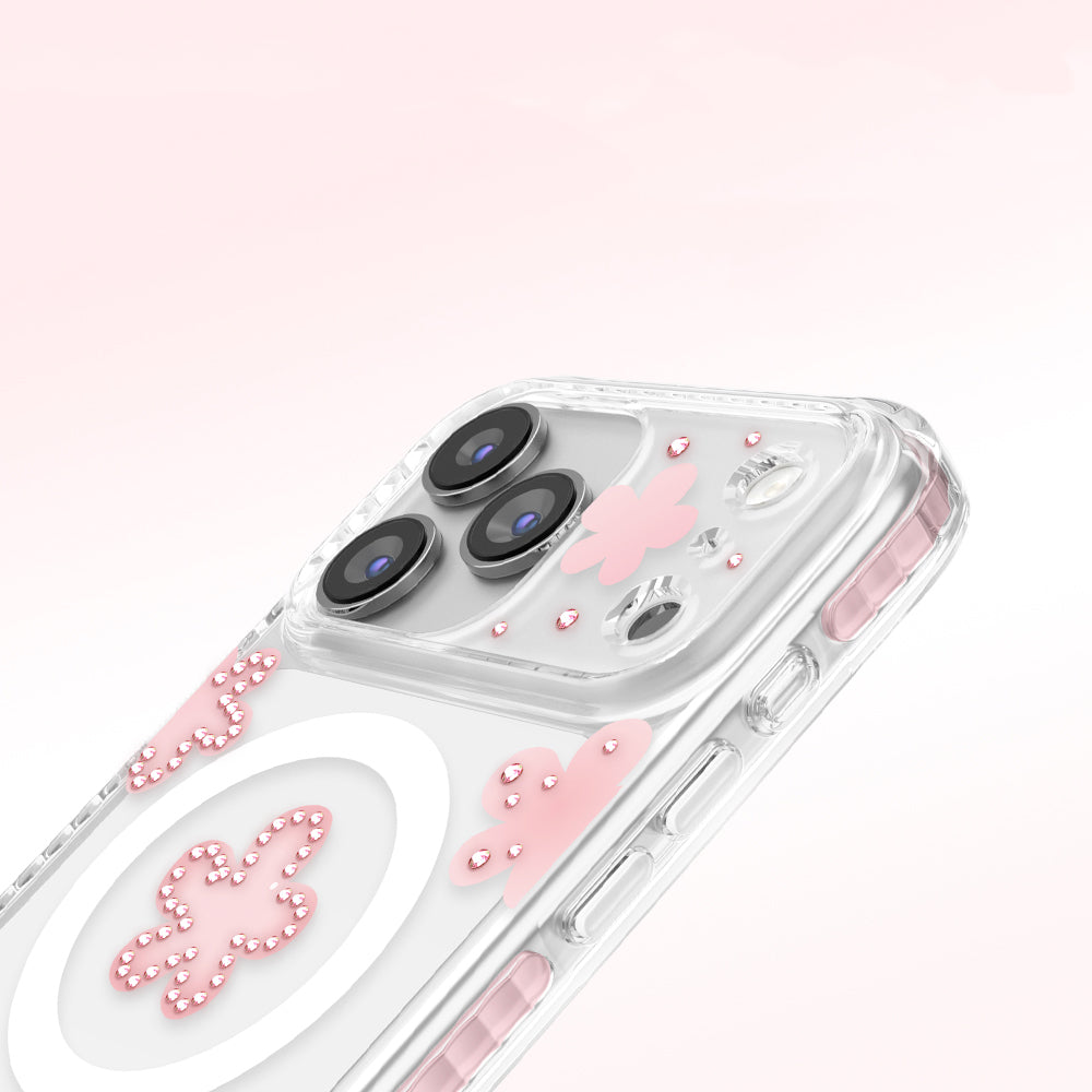 Apple iPhone 18 Pro Max Kılıf M-Safe Şarj Özellikli Zore Paris Elvo Sert PC Kapak Pembe
