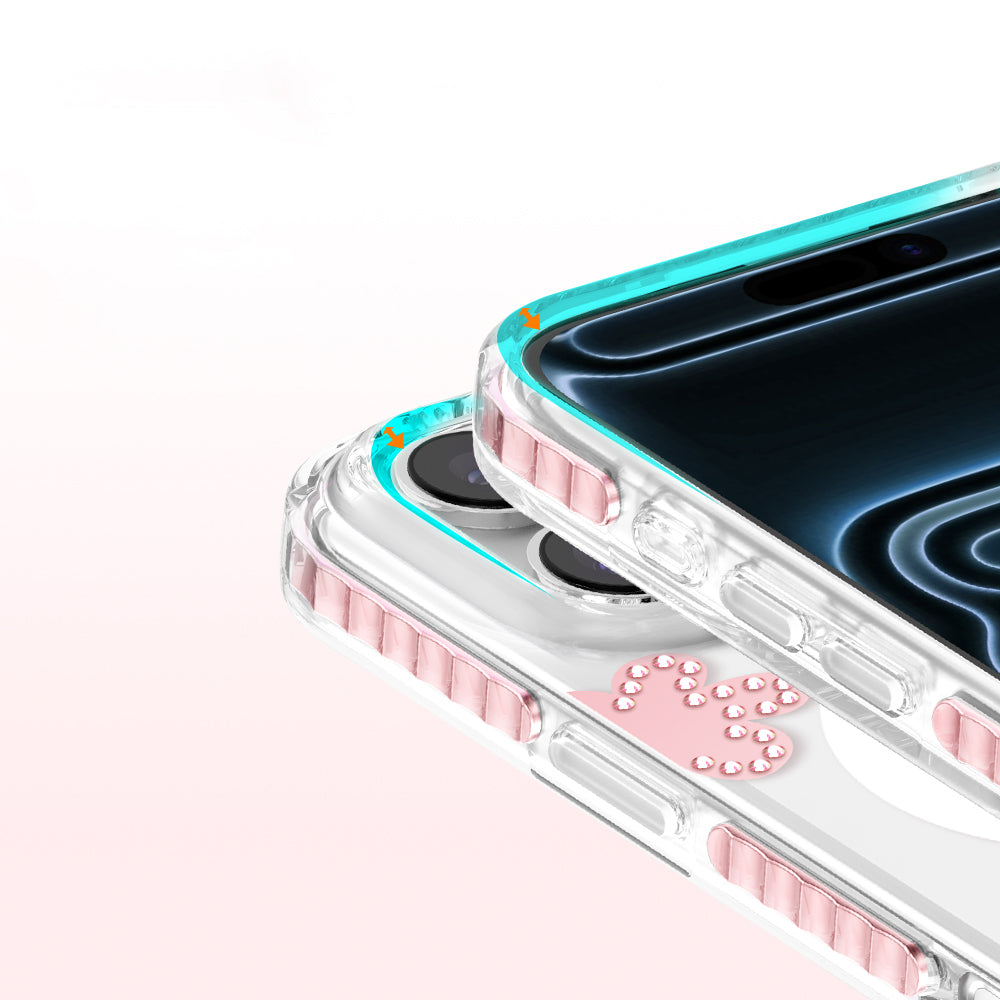 Apple iPhone 18 Pro Max Kılıf M-Safe Şarj Özellikli Zore Paris Elvo Sert PC Kapak Pembe