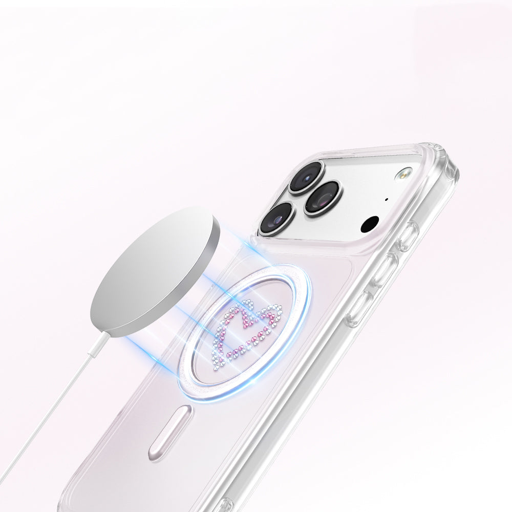 Apple iPhone 18 Pro Max Kılıf M-Safe Şarj Özellikli Zore Paris Mova Sert PC Kapak Pembe