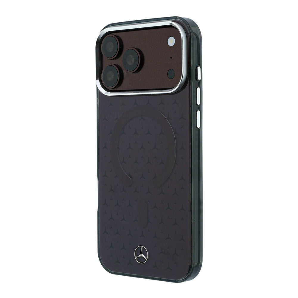 Apple iPhone 18 Pro Max Kılıf Mercedes Benz Orjinal Lisanslı M-safe Şarj Özellikli Çift Katmanlı Yıldız Desenli Sert PC Kapak Bordo