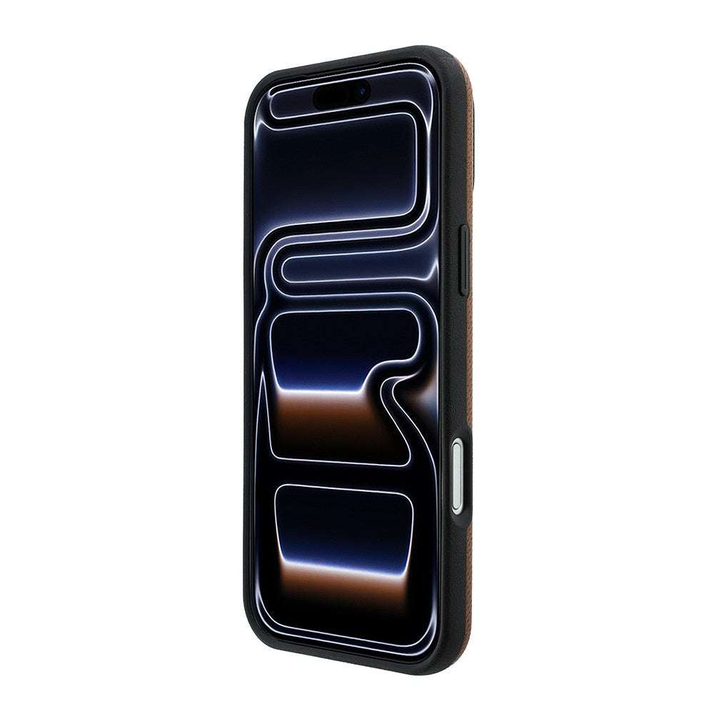 Apple iPhone 18 Pro Max Kılıf Mercedes Benz Orjinal Lisanslı M-safe Şarj Özellikli PU Deri 3D Metal Logolu Kartlıklı Kapak Kahverengi