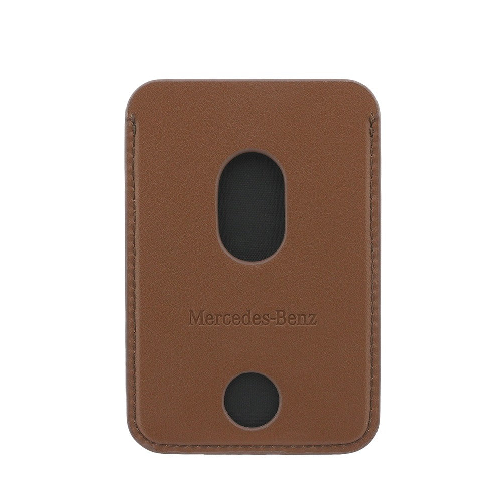 Apple iPhone 18 Pro Max Kılıf Mercedes Benz Orjinal Lisanslı M-safe Şarj Özellikli PU Deri 3D Metal Logolu Kartlıklı Kapak Kahverengi