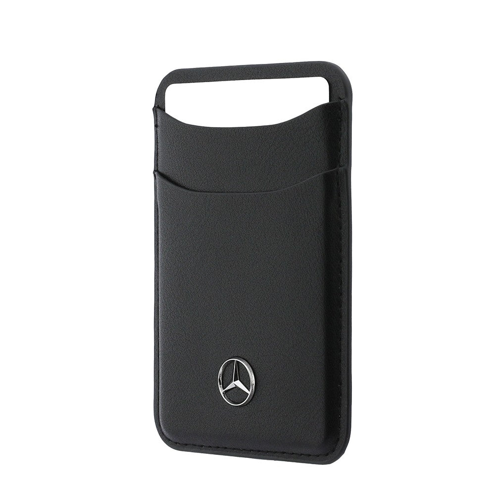 Apple iPhone 18 Pro Max Kılıf Mercedes Benz Orjinal Lisanslı M-safe Şarj Özellikli PU Deri 3D Metal Logolu Kartlıklı Kapak Siyah