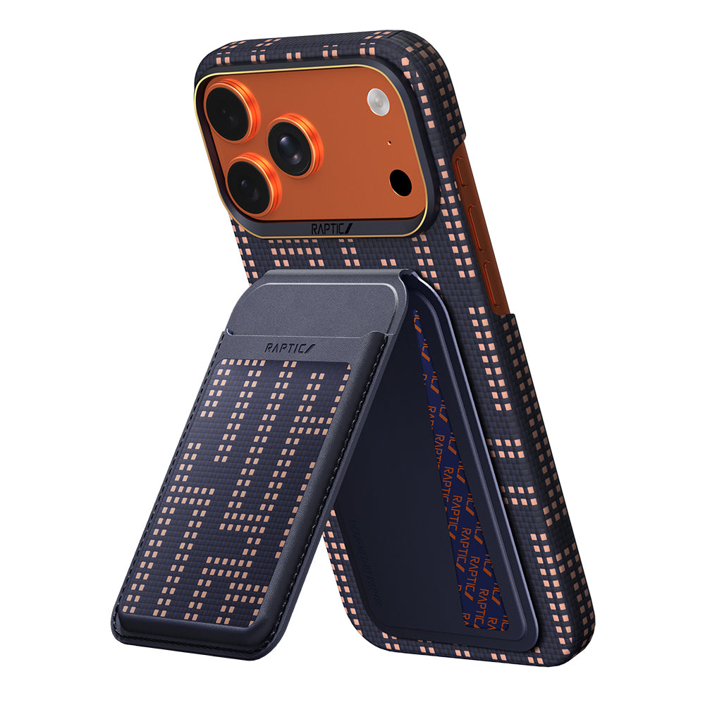 Apple iPhone 18 Pro Max Kılıf Raptic 2in1 Bundle Kit Aramid Skin Grid Serisi Kartlık ve Karbon Kapak Lacivert