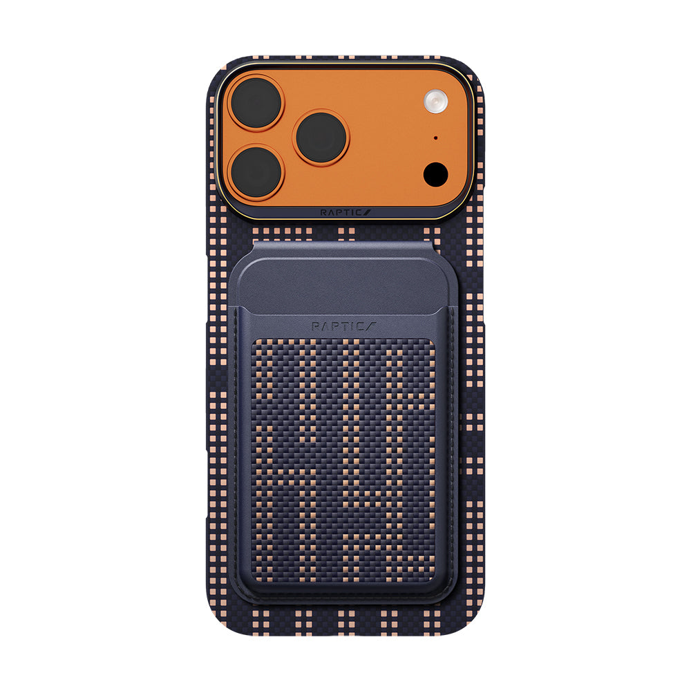 Apple iPhone 18 Pro Max Kılıf Raptic 2in1 Bundle Kit Aramid Skin Grid Serisi Kartlık ve Karbon Kapak Lacivert