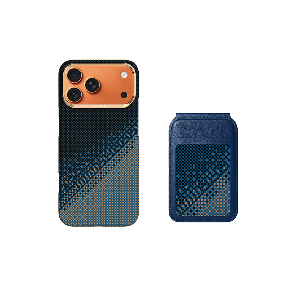Apple iPhone 18 Pro Max Kılıf Raptic 2in1 Bundle Kit Aramid Skin Serenity Serisi Kartlık ve Karbon Kapak Lacivert