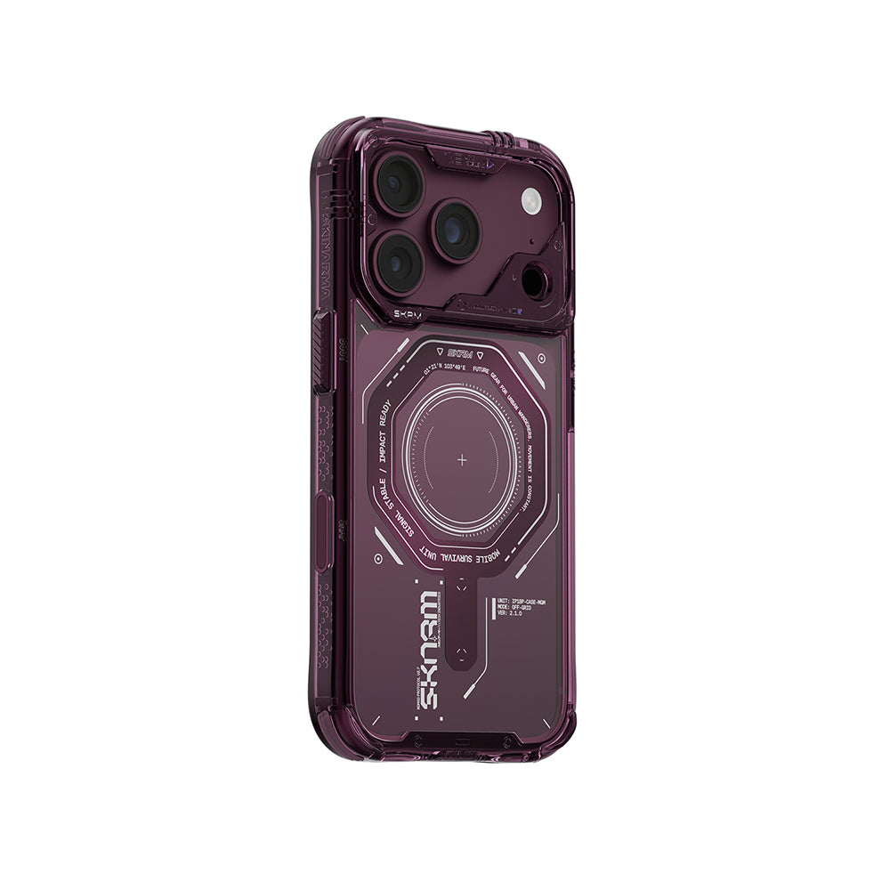 Apple iPhone 18 Pro Max Kılıf SkinArma M-safe Şarj Özellikli Airbag Tasarımlı Magma Kapak Bordo