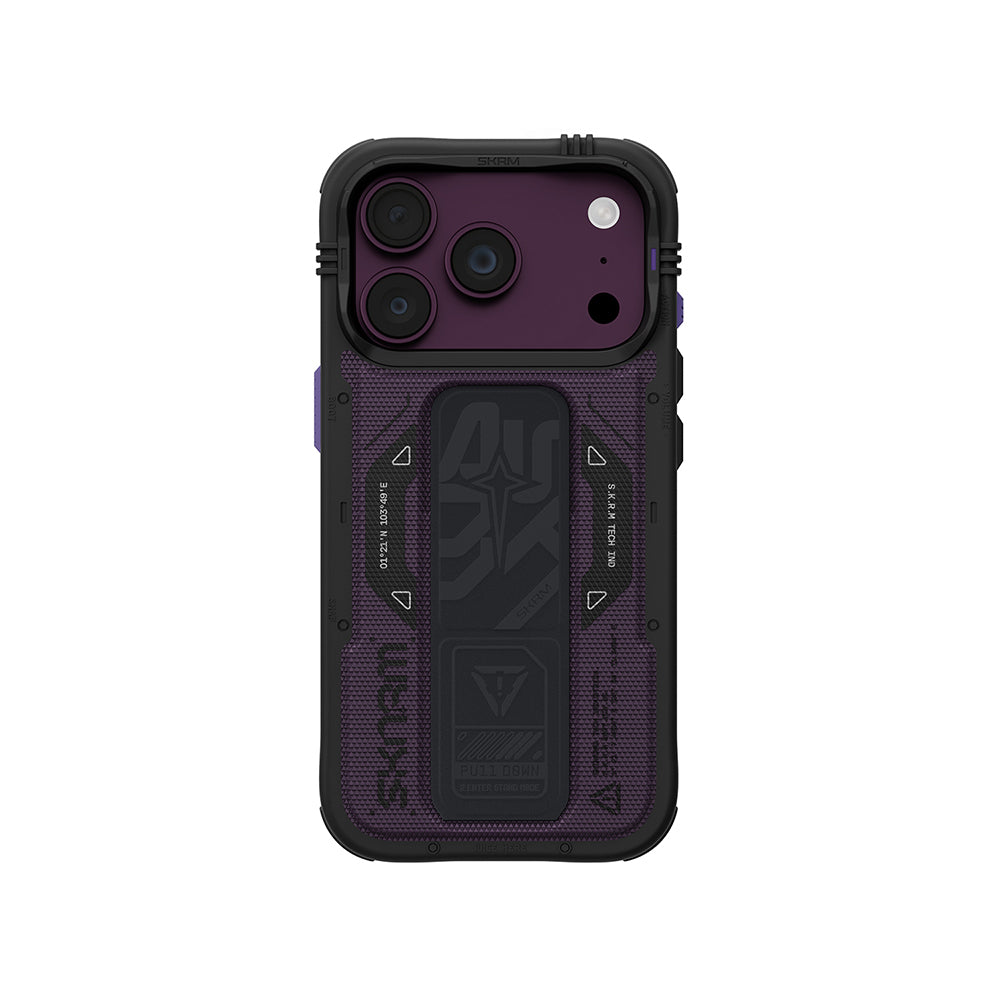Apple iPhone 18 Pro Max Kılıf SkinArma M-safe Şarj Özellikli Airbag Tasarımlı Standlı Phantom Kapak Bordo
