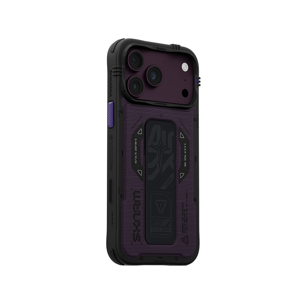Apple iPhone 18 Pro Max Kılıf SkinArma M-safe Şarj Özellikli Airbag Tasarımlı Standlı Phantom Kapak Bordo