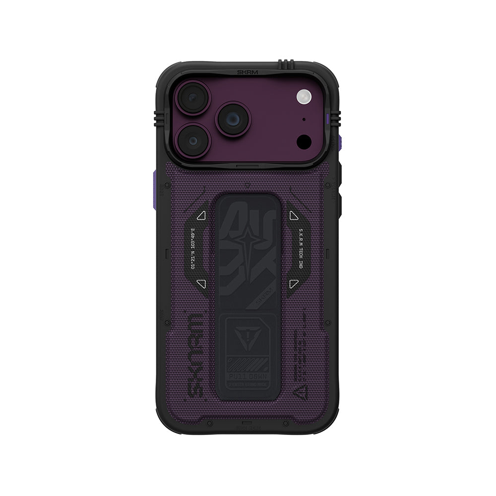Apple iPhone 18 Pro Max Kılıf SkinArma M-safe Şarj Özellikli Airbag Tasarımlı Standlı Phantom Kapak Bordo