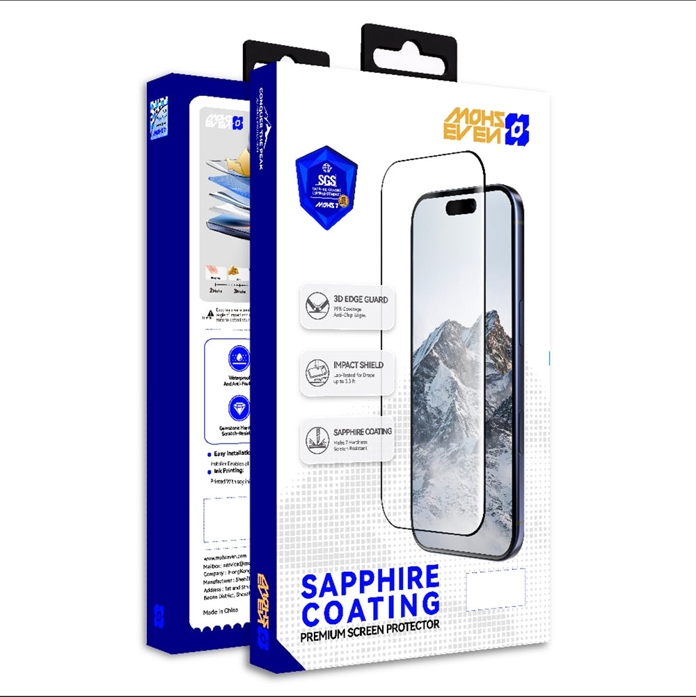 Apple iPhone 18 Pro Max Mohseven M7 Privacy Sapphire Coating Temperli Cam Ekran Koruyucu + Kolay Uygulama Aparatı Siyah