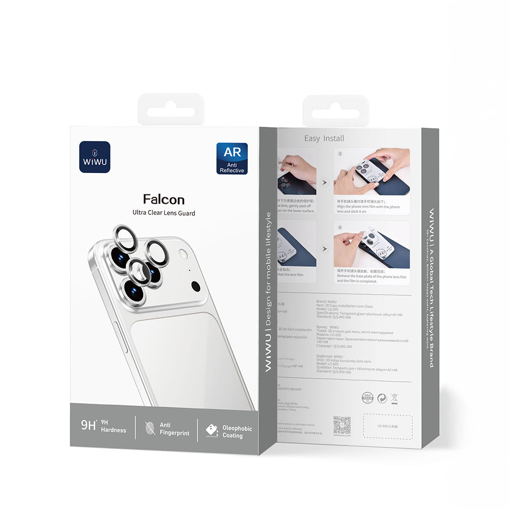 Apple iPhone 18 Pro Wiwu LG-005 Falcon Anti Reflective Çizilmeye Karşı Dayanıklı Kamera Lens Koruyucu Siyah