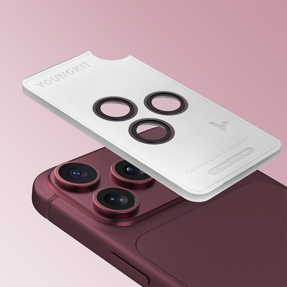 Apple iPhone 18 Pro Youngkit Alloy Original Parlama Önleyici Kamera Lens Koruyucu + Kolay Uygulama Aparatlı Açık Mavi