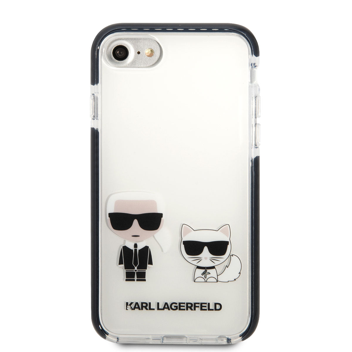 iPhone 7 Kılıf Karl Lagerfeld Kenarları Siyah Silikon K&C Dizayn Kılıf Beyaz