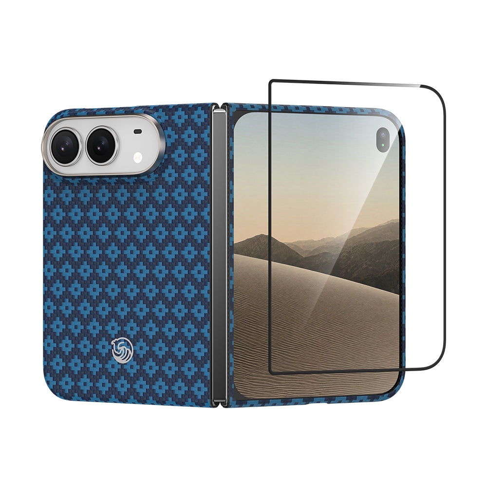 Apple iPhone Duo Benks ArmorAir ArmorGrid Grand Combo Üçlü Aksesuar Seti (Ön Arka Kevlar Karbon Kapak + Ekran Koruyucu) Mavi