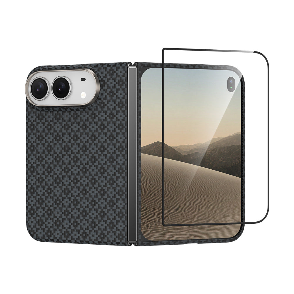 Apple iPhone Duo Benks ArmorAir ArmorGrid Grand Combo Üçlü Aksesuar Seti (Ön Arka Kevlar Karbon Kapak + Ekran Koruyucu) Siyah