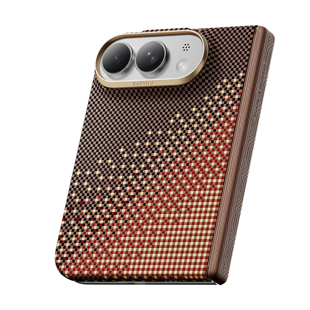 Apple iPhone Duo (Fold) Kılıf M-safe Şarj Özellikli Raptic Aramid SkinPro Serenity Serisi Kapak Kahverengi
