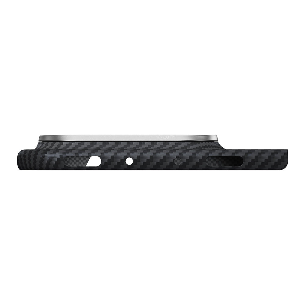 Apple iPhone Duo Kılıf M-safe Şarj Özellikli 600D Aramid Karbon Fiber Pitaka Edge Serisi Black-Grey Twill Kapak Siyah-Gri