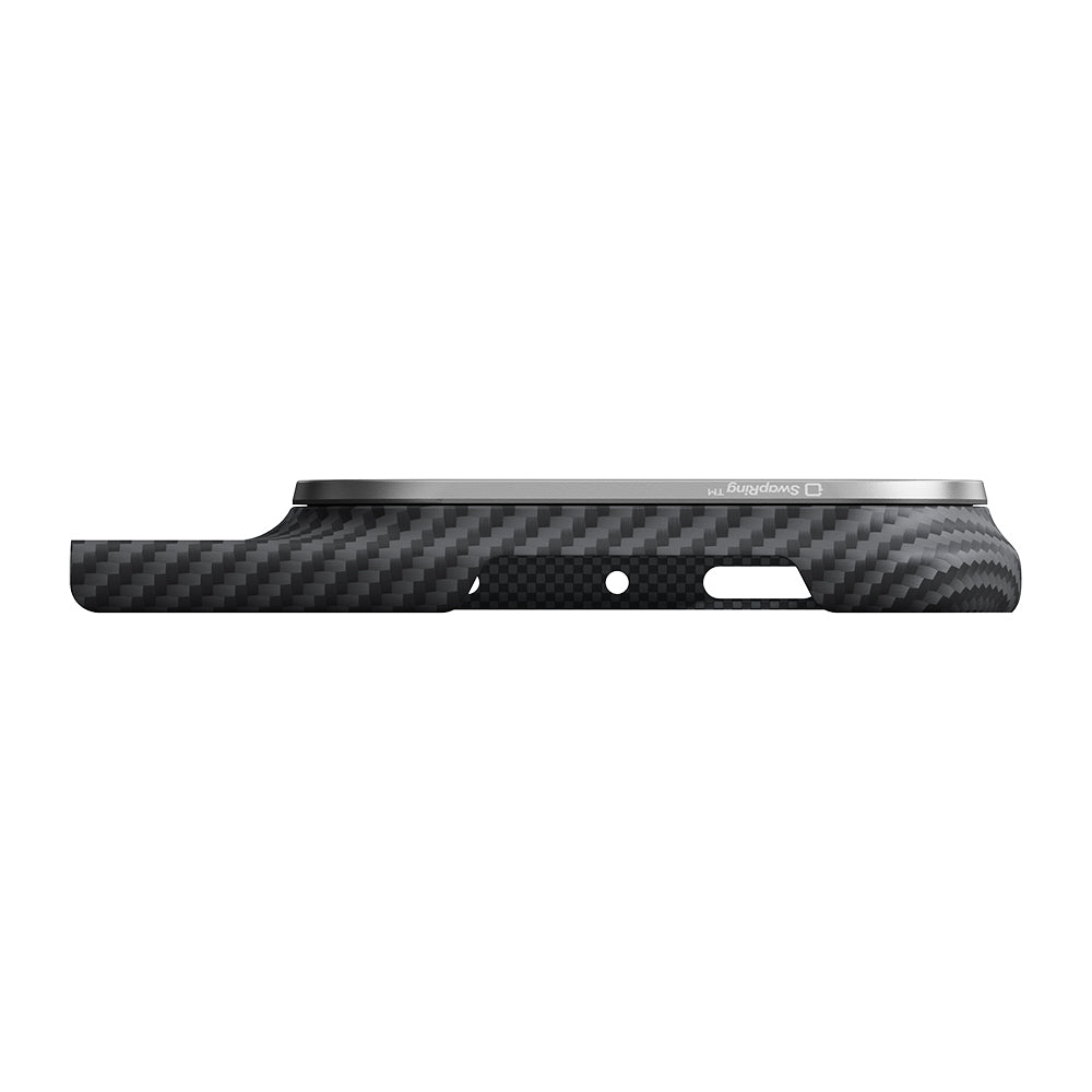 Apple iPhone Duo Kılıf M-safe Şarj Özellikli 600D Aramid Karbon Fiber Pitaka Edge Serisi Black-Grey Twill Kapak Siyah-Gri