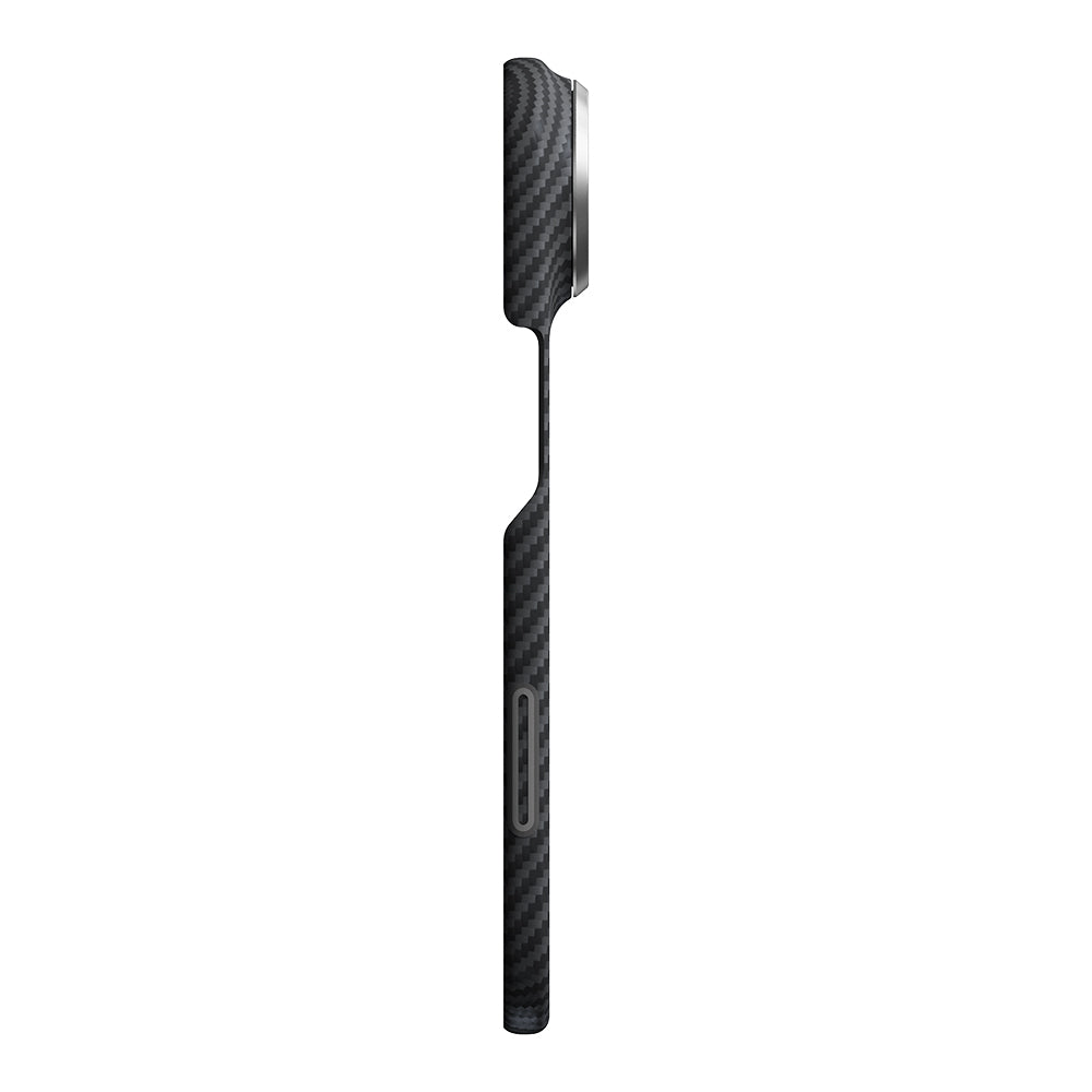 Apple iPhone Duo Kılıf M-safe Şarj Özellikli 600D Aramid Karbon Fiber Pitaka Edge Serisi Black-Grey Twill Kapak Siyah-Gri