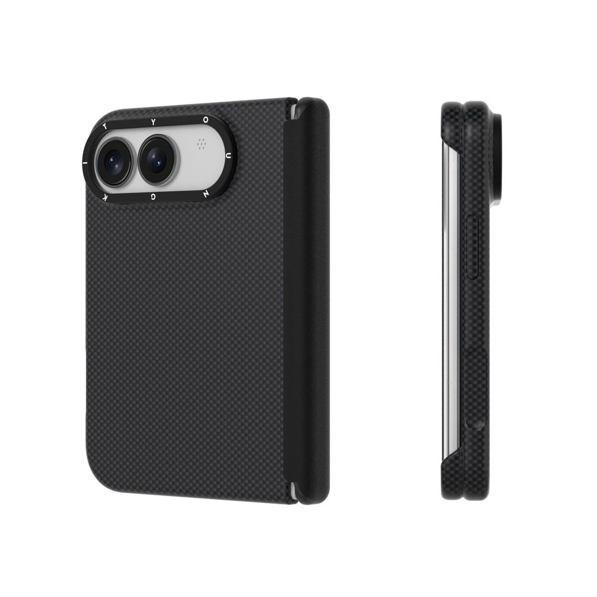 Apple iPhone Duo Kılıf M-safe Şarj Özellikli Aramid Fiber Youngkit 1500D Extreme Wing Titanyum-Gold Serisi Kapak Siyah