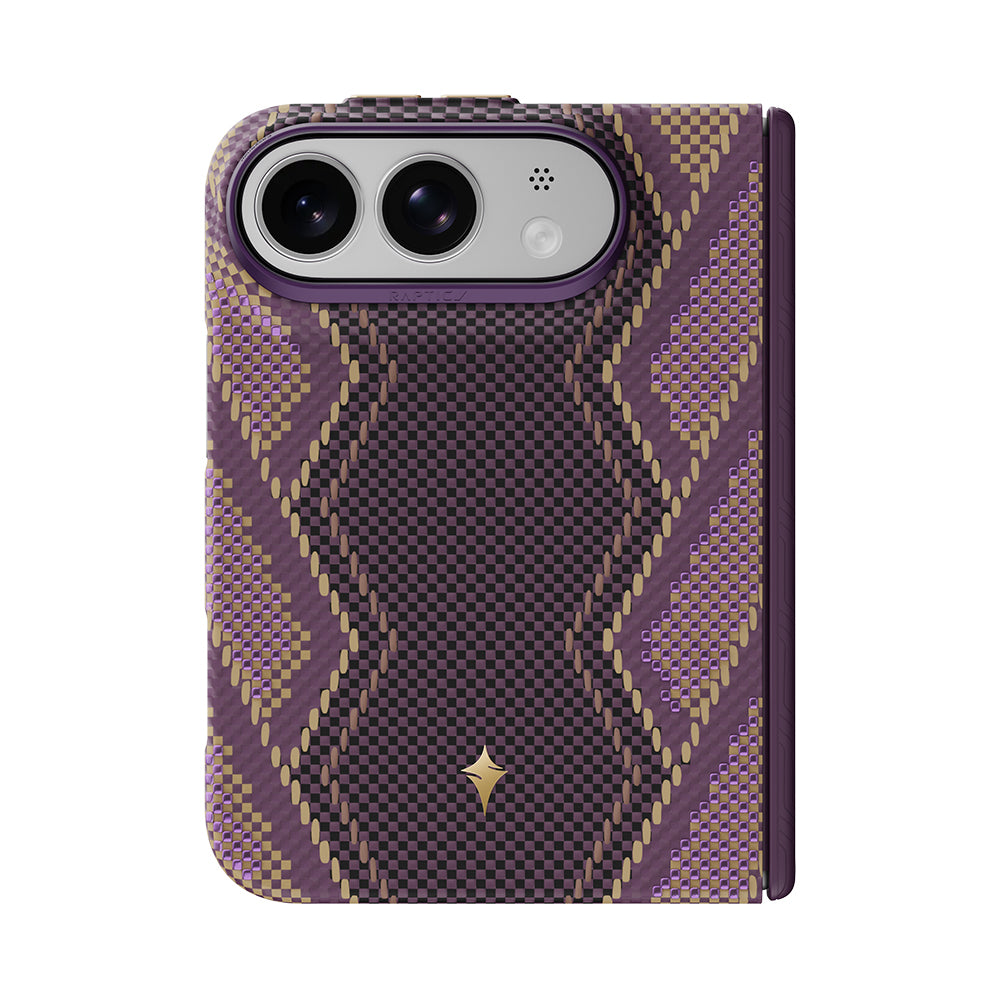Apple iPhone Duo Kılıf M-safe Şarj Özellikli Raptic Aramid SkinPro Scepter Serisi Karbon Kapak Mor