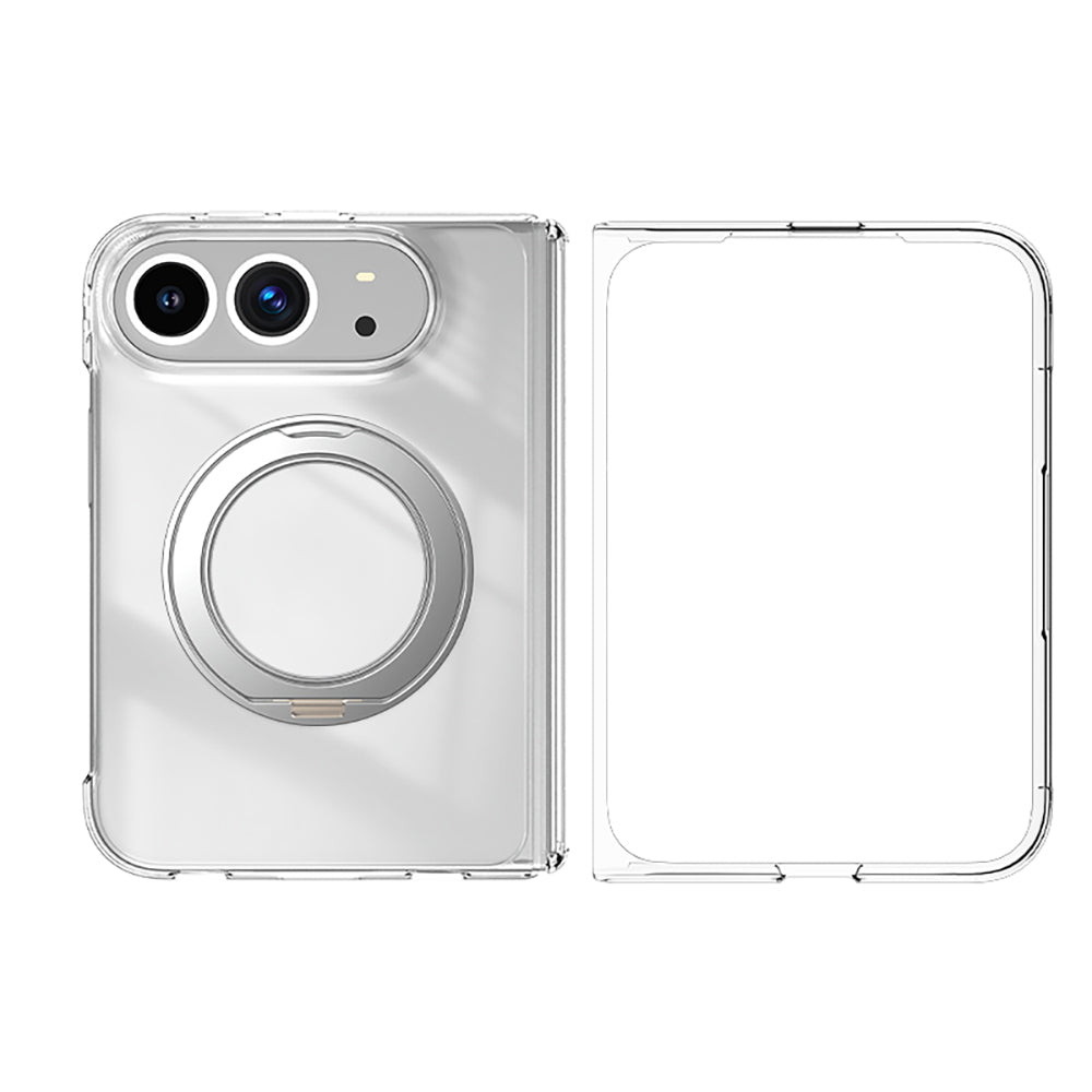Apple iPhone Duo Kılıf M-safe Şarj Özellikli Transparan Sert PC Wlons Pita Standlı Kapak Şeffaf