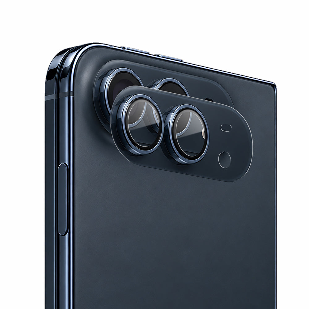 Apple iPhone Duo Mohseven Alüminyum Kaplamalı Safir Anti Reflective Kamera Lens Koruyucu Lacivert