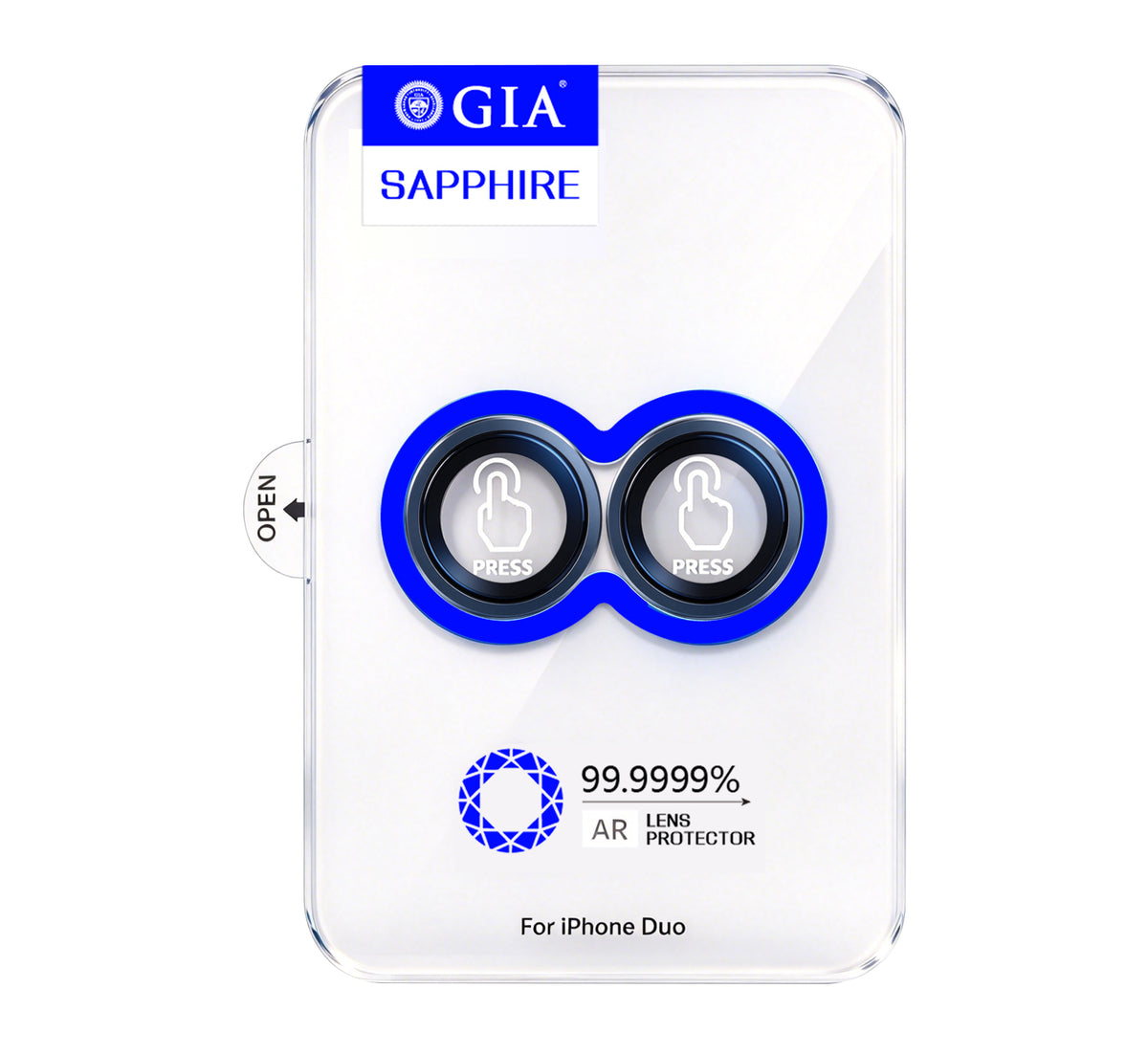 Apple iPhone Duo Mohseven Sapphire One by One Alüminyum Safir Kamera Lens Koruyucu Lacivert