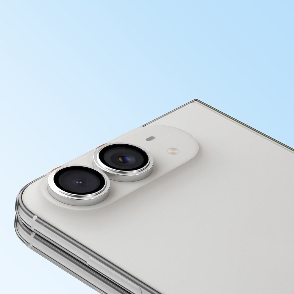 Apple iPhone Duo Youngkit Alloy Original Parlama Önleyici Kamera Lens Koruyucu + Kolay Uygulama Aparatlı Gümüş