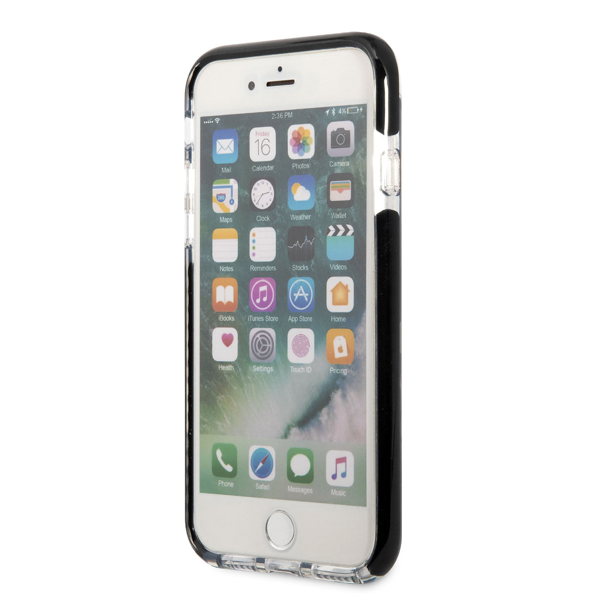 iPhone SE 2020 Kılıf Karl Lagerfeld Kenarları Siyah Silikon K&C Dizayn Kılıf Beyaz