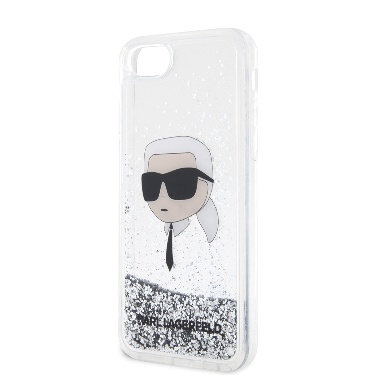 Apple iPhone SE 2020 Kılıf Karl Lagerfeld Sıvılı Simli Karl Head Dizayn Kapak Pembe