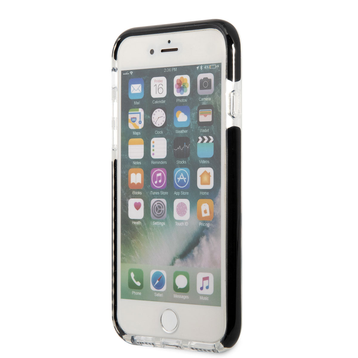 iPhone SE 2022 Kılıf Karl Lagerfeld Kenarları Siyah Silikon K&C Dizayn Kılıf Beyaz