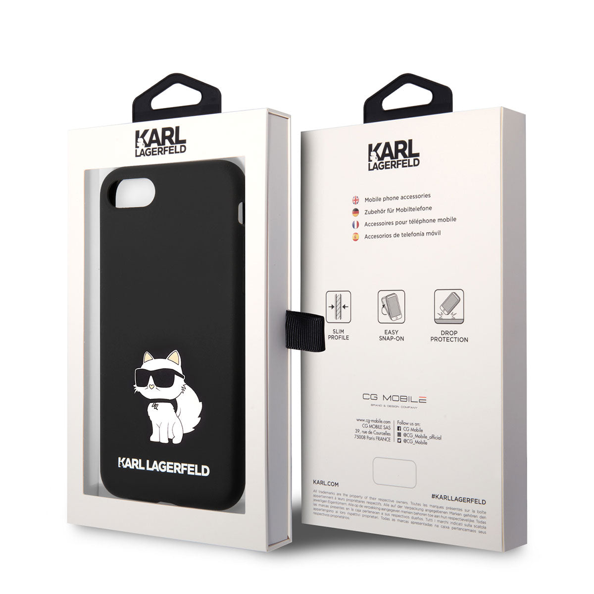 iPhone SE 2022 Kılıf Karl Lagerfeld Silikon Choupette Dizayn Kılıf Siyah