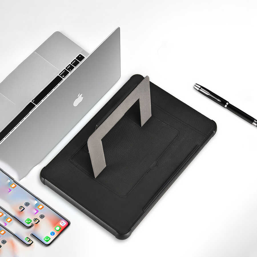 Macbook 16.2' 2021 Wiwu Defender Stand Case Taşınabilir Standlı Magnetik PU Laptop Çantası Siyah