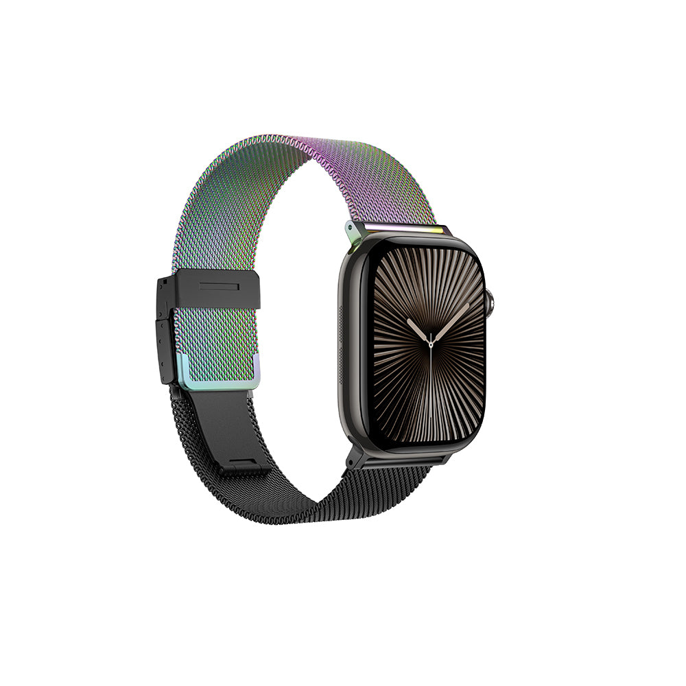 Apple Watch 10 46mm Amazingthing Omni StyleFlip Metal Hasır Kordon Siyah