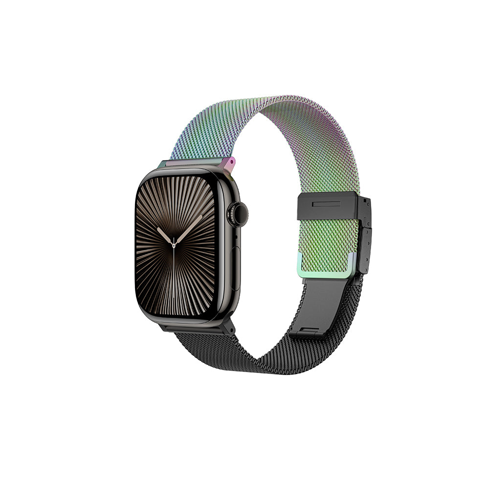 Apple Watch 10 46mm Amazingthing Omni StyleFlip Metal Hasır Kordon Siyah