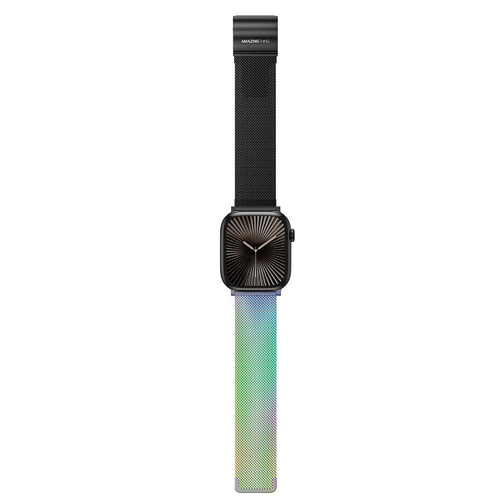 Apple Watch 10 46mm Amazingthing Omni StyleFlip Metal Hasır Kordon Gümüş