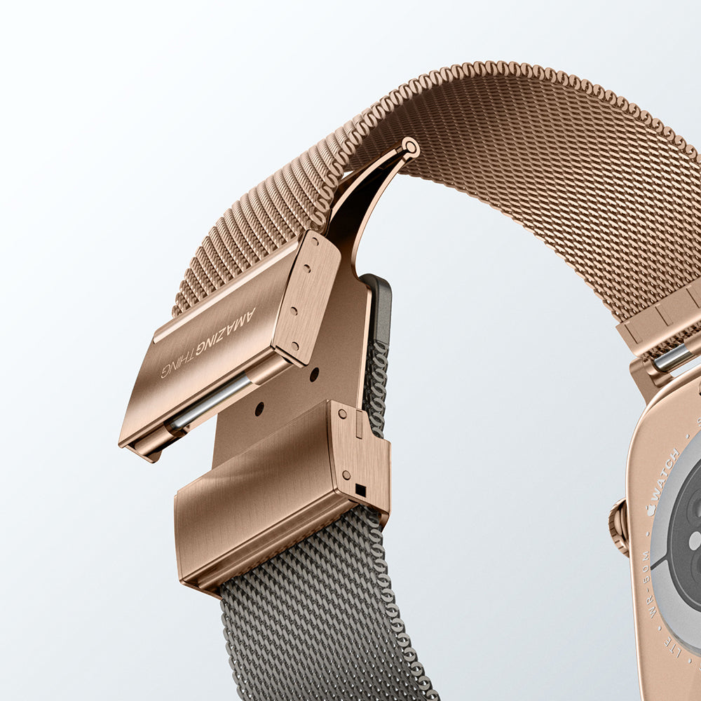 Apple Watch 10 46mm Amazingthing Omni StyleFlip Metal Hasır Kordon Gümüş