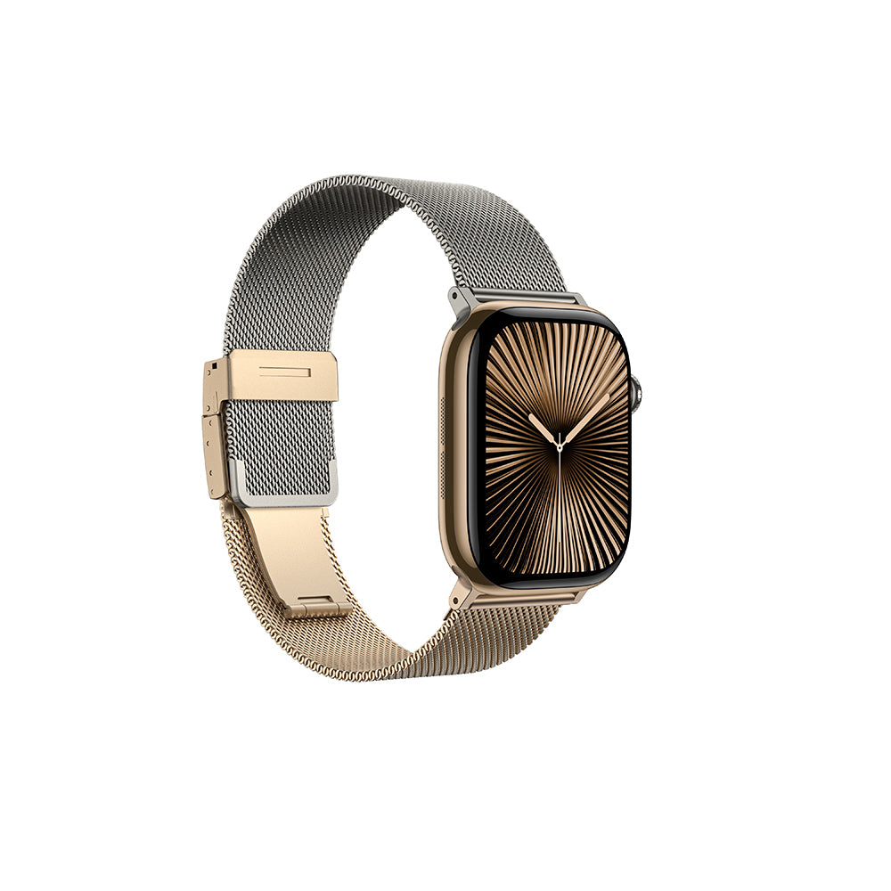 Apple Watch 10 46mm Amazingthing Omni StyleFlip Metal Hasır Kordon Titanyum