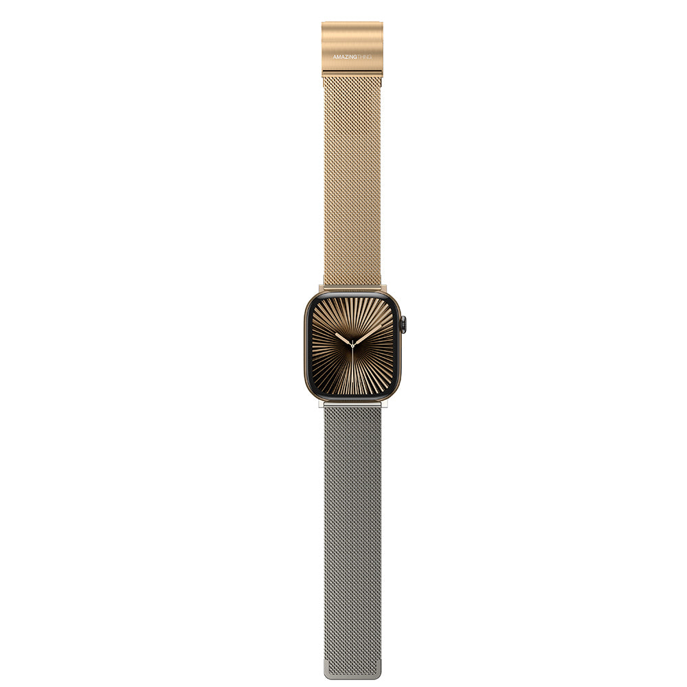 Apple Watch 10 46mm Amazingthing Omni StyleFlip Metal Hasır Kordon Siyah