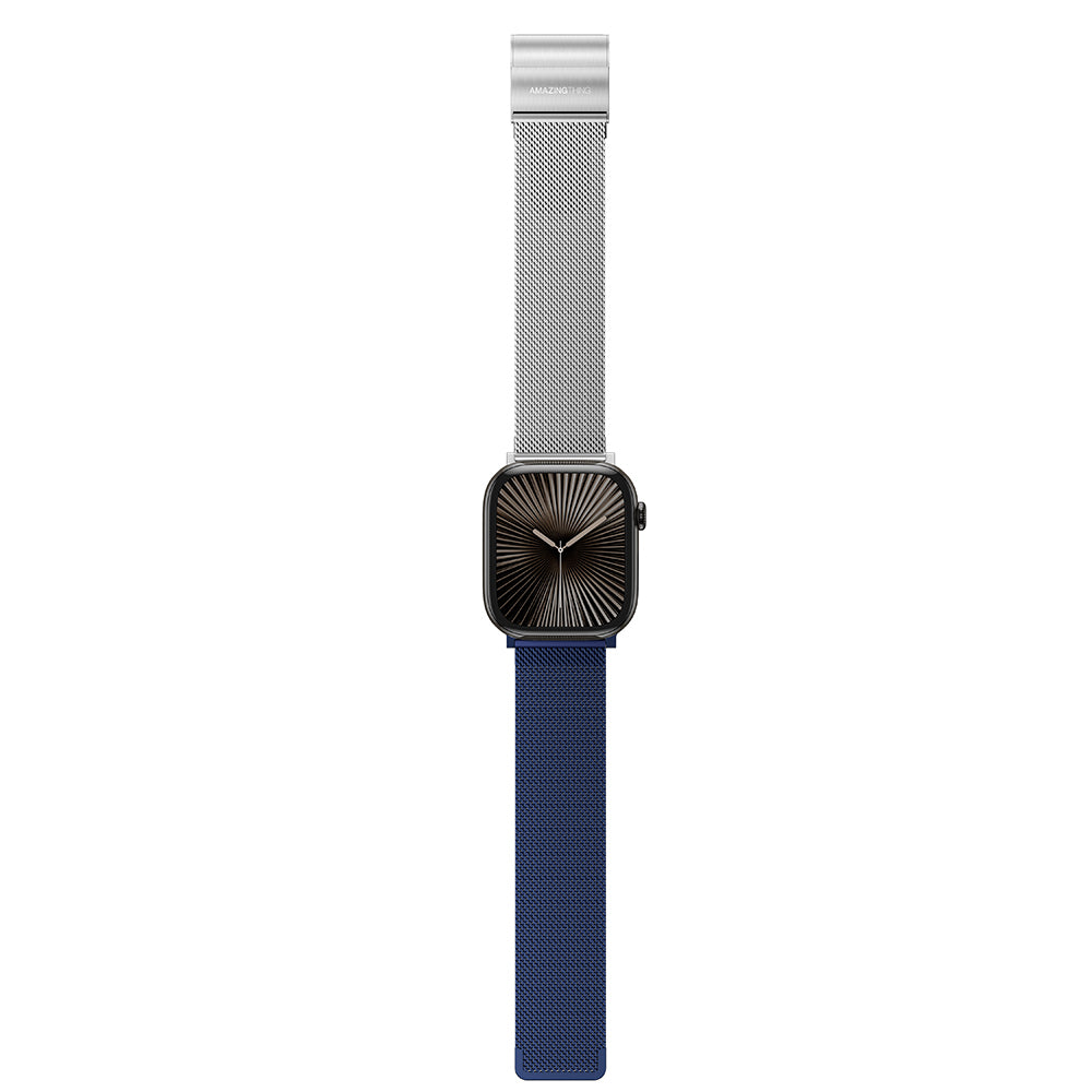 Apple Watch 10 46mm Amazingthing Omni StyleFlip Metal Hasır Kordon Rose Gold