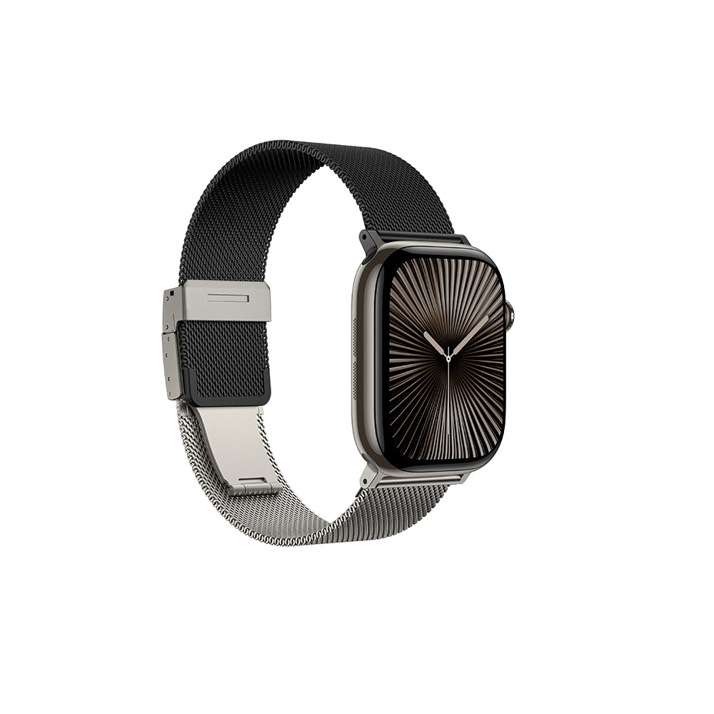 Apple Watch 10 46mm Amazingthing Omni StyleFlip Metal Hasır Kordon Siyah