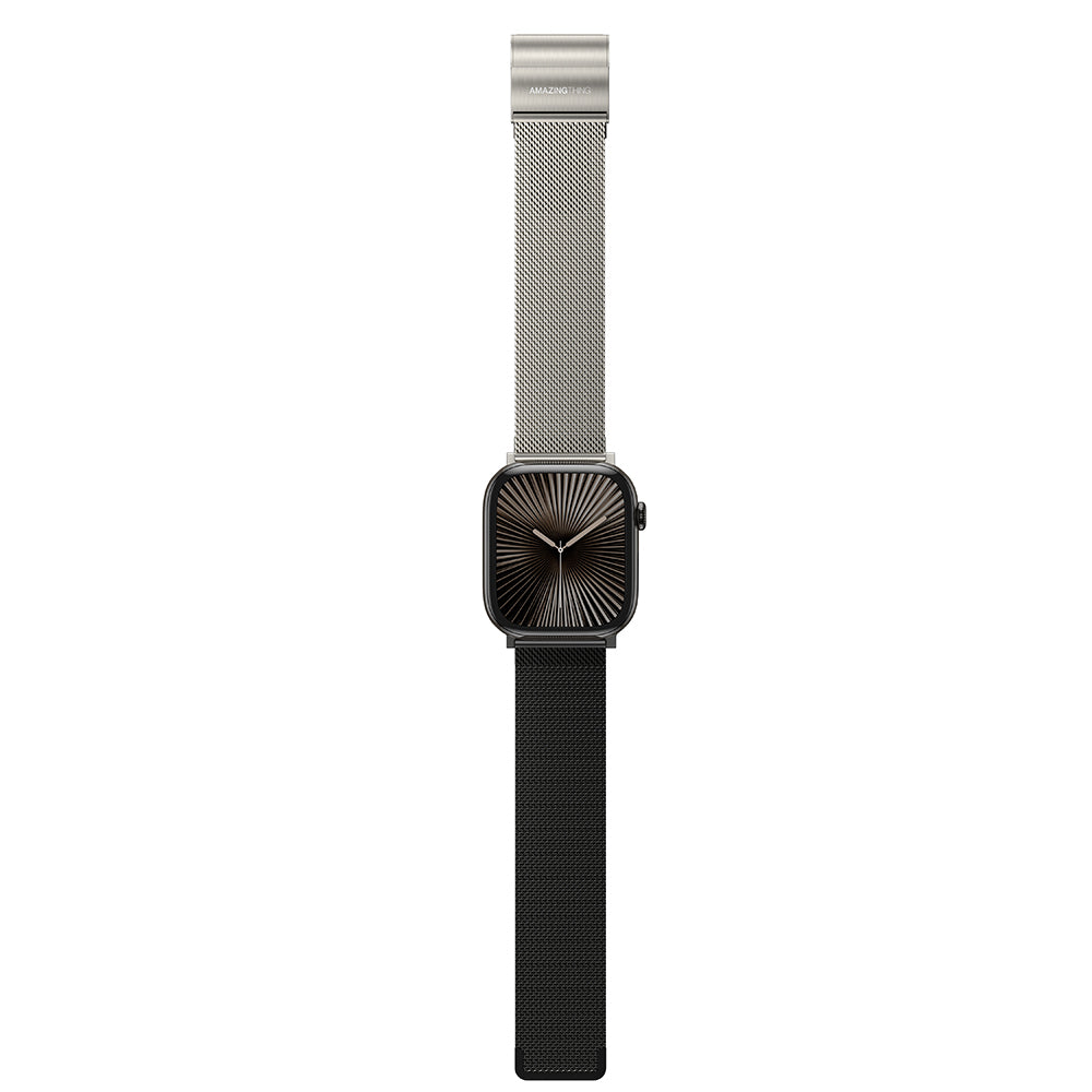 Apple Watch 10 46mm Amazingthing Omni StyleFlip Metal Hasır Kordon Titanyum