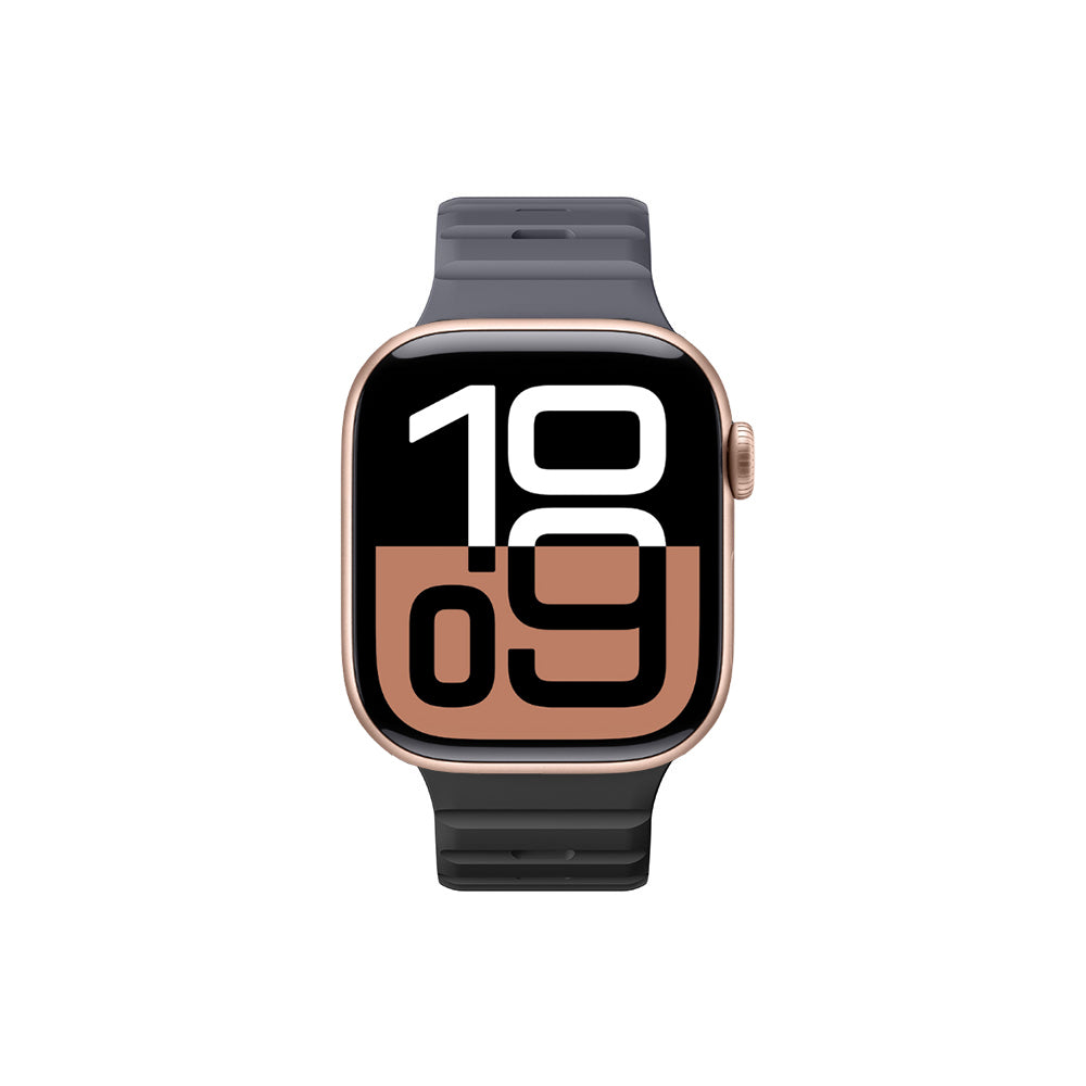 Apple Watch 10 46mm Amazingthing SilqLock Silikon Kordon Strap Kayış Siyah